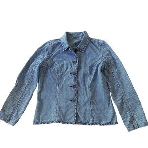 Classic Blue Striped Jean Jacket